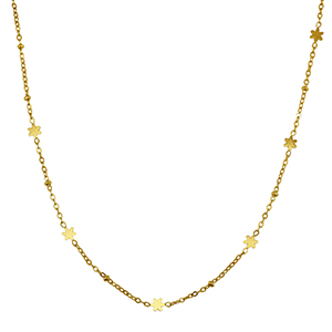 Colliers en acier Inox fleur Dor&eacute;