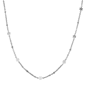 Colliers en acier Inox fleur Argent&eacute;