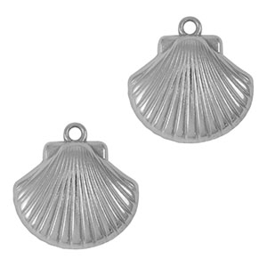 Breloques en acier Inox coquille Argent&eacute;