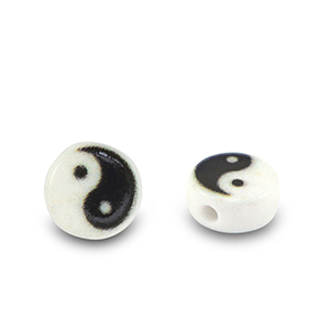 Perles lettres acryliques Yin & Yang Blanc-noir