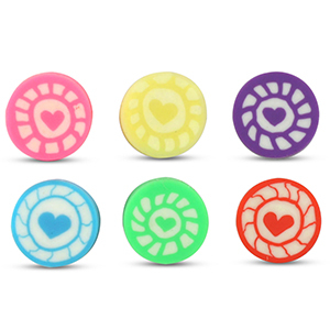 Perles en polym&egrave;re rond coeur Multicolore