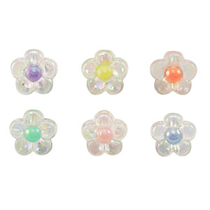 Perles acryliques fleur Multicolore