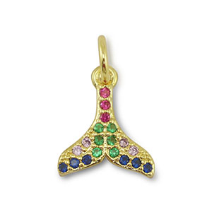 M&eacute;tal TQ laiton breloques queue Dor&eacute;-multicolore