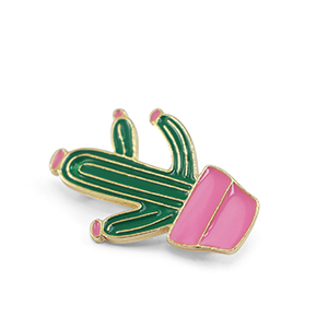 Broches cactus Vert-rose-dor&eacute;