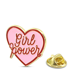Pins c&oelig;ur "Girl power" Rose-rouge-dor&eacute;