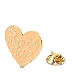Pins c&oelig;ur "More self love" P&ecirc;che clair-dor&eacute;