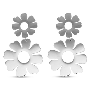 Boucles d'oreilles / puces en acier Inox fleur Argent&eacute;