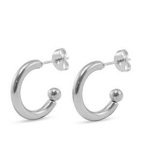 Boucles d'oreilles puces en acier Inox Argent&eacute;