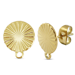 Appr&ecirc;ts en acier Inox boucles d'oreilles / puces d&rsquo;oreilles rond avec anneau Dor&eacute;