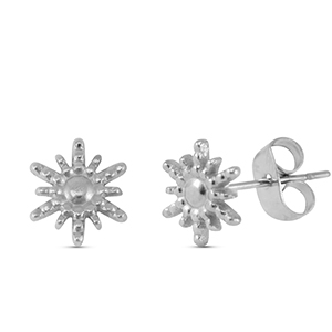 Boucles d'oreilles / puces d&rsquo;oreilles en acier Inox soleil Argent&eacute;