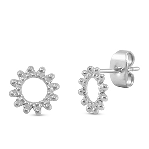 Boucles d'oreilles / puces d&rsquo;oreilles en acier Inox fleur Argent&eacute;