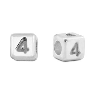 Perles alphabet en m&eacute;tal DQ 4 Argent&eacute; antique (sans nickel)