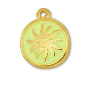 Breloques en m&eacute;tal DQ soleil Dor&eacute;-jaune lime (sans nickel)