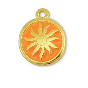 Breloques en m&eacute;tal DQ soleil Dor&eacute;-orange (sans nickel)