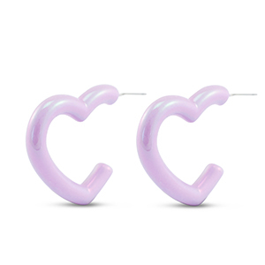 Boucles d'oreilles tendance coeur Violet lilas-pearl shine coating