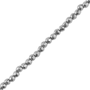 Perles h&eacute;matites facett&eacute;es ronde 2mm Argente