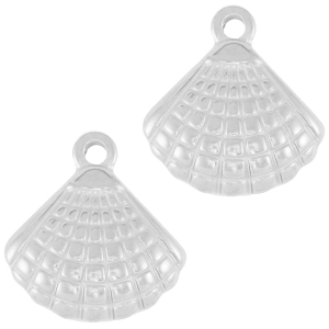 Breloques en acier Inox coquille Argent&eacute;