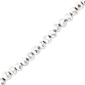 Perles &agrave; facettes 4x3mm disque Argent&eacute; m&eacute;tallique