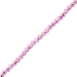 Perles &agrave; facettes 2mm rondes Fuchsia rose m&eacute;tallique