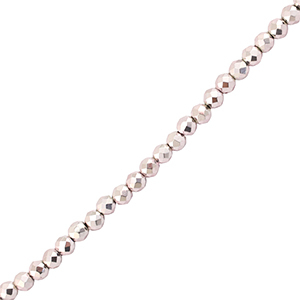 Perles &agrave; facettes 2mm rondes Rose clair m&eacute;tallique