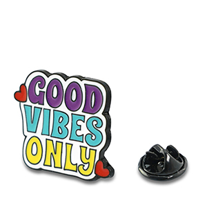 Pins "Good vibes only" Violet-turquoise-jaune