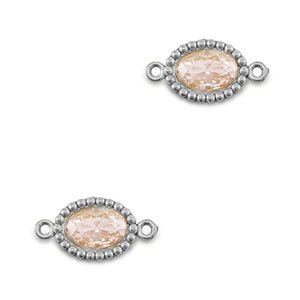 Connecteurs en acier Inox zirconium ovale Argent&eacute;-orange clair