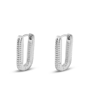 M&eacute;tal TQ laiton boucles d'oreilles / puces d&rsquo;oreilles ovale Argent&eacute;