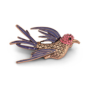 Broches oiseau Violet-rose