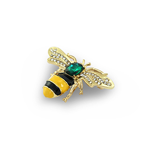 Broches abeille Dor&eacute;-jaune-noir-vert
