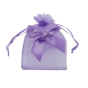 Sachet &agrave; bijoux en organza avec n&oelig;ud Violet