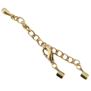 Cha&icirc;nette d'extension en m&eacute;tal DQ avec fermoir mousqueton et clip 2mm bronze antique (sans nickel)