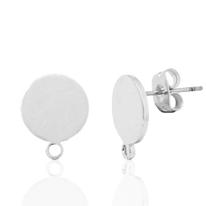 Appr&ecirc;ts en m&eacute;tal DQ puce d'oreille rond 10mm avec anneau Argent&eacute; antique (sans nickel)