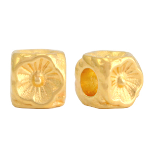 Perles en m&eacute;tal DQ fleur cube 5mm Dor&eacute; (sans nickel)