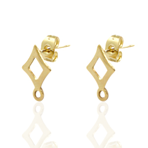 Boucles d'oreilles en acier inox losange Dor&eacute;