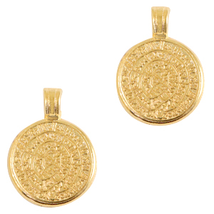 Breloques en m&eacute;tal DQ disque de Festos 16mm Dor&eacute; (sans nickel)