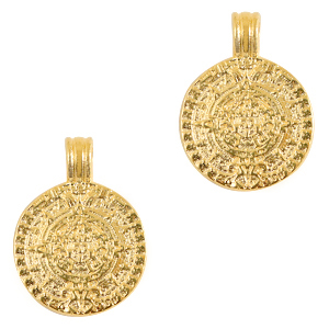 Breloques en m&eacute;tal DQ disque de Maya 16mm Dor&eacute; (sans nickel)