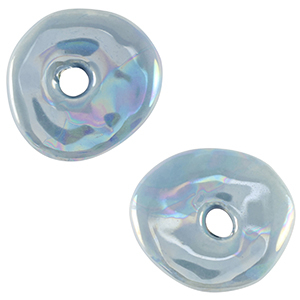 Perles en c&eacute;ramique DQ grecque donut Bleu vif