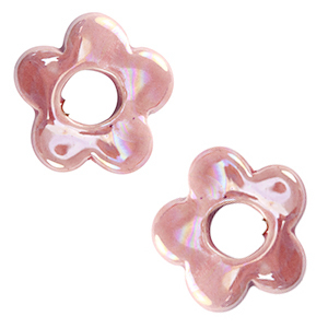 Perles en c&eacute;ramique DQ grecque fleur Rose magenta