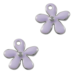 Breloques en m&eacute;tal DQ fleur Argent&eacute; antique-violet (sans nickel)