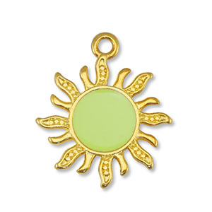 Breloques en m&eacute;tal DQ soleil Jaune citron-Dor&eacute; (sans nickel)