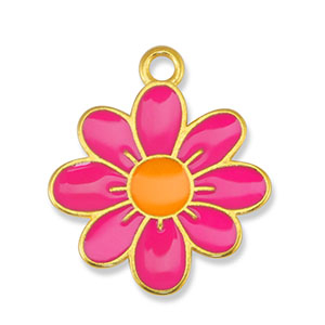 Breloques en m&eacute;tal DQ fleur Fuchsia-Orange-Dor&eacute; (sans nickel)
