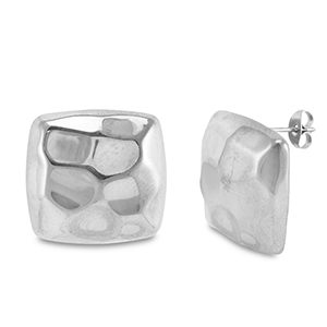 Boucles d'oreilles / puces d&rsquo;oreilles en acier Inox carr&eacute; Argent&eacute;