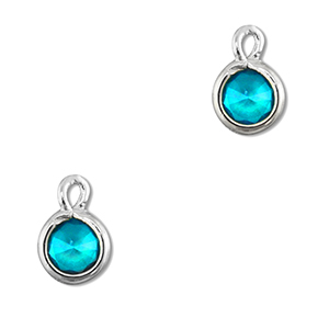 Pendentifs en verre Crystal glass rond Azul aquamarina-argent&eacute;