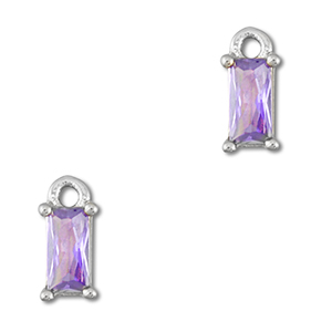 Pendentifs en verre Crystal glass rectangle Lilas clair-argent&eacute;