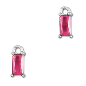 Pendentifs en verre Crystal glass rectangle Rose fonc&eacute;-argent&eacute;