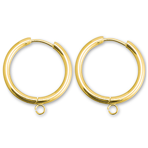 Boucles d'oreilles en acier inox cr&eacute;oles avec anneau 21mm Dor&eacute;
