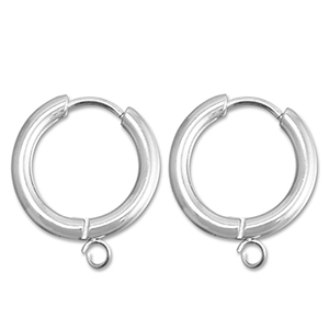 Boucles d'oreilles en acier inox cr&eacute;oles avec anneau 17mm Argent&eacute;