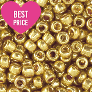 Perles de rocailles 6/0 (4mm) Dor&eacute; brillance m&eacute;tallique