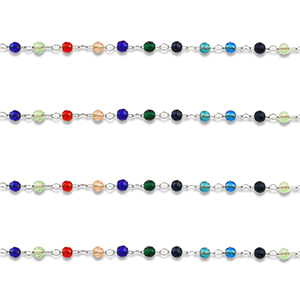 Appr&ecirc;ts en acier inox cha&icirc;ne maille jaseron rond Argent&eacute;-multicolore