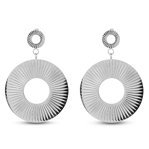 Boucles d'oreilles / puces en acier Inox rond Argent&eacute;